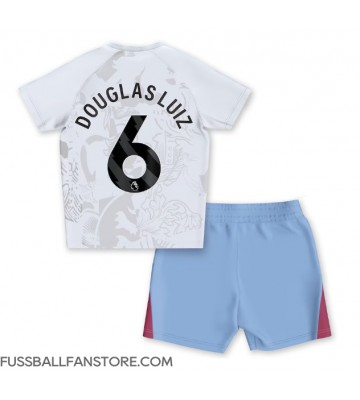 Aston Villa Douglas Luiz #6 Replik Auswärtstrikot Kinder 2023-24 Kurzarm (+ Kurze Hosen)